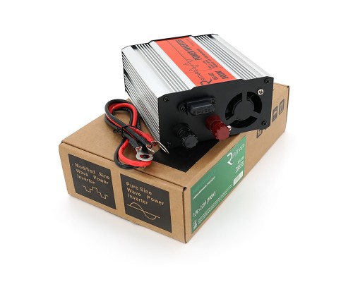 Інвертор напруги RITAR RSX-300, 12V/220V, 300W з апроксимувати синусоїдою, 1xShuko, 1xUSB, клемні дроти, BOX, Q20 