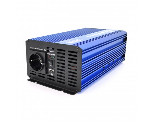 Інвертор напруги Carspa-SINUS P1000-242 (1000Вт), 12/220V, 1xShuko, 1USB, клеми, Box Q4 