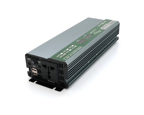 Інвертор напруги Demuda DMDPSW-800W, 12V/220V, 800W з правильною синусоїдою, 1 універсальна розетка, 2 USB, клемні дроти, Q20 