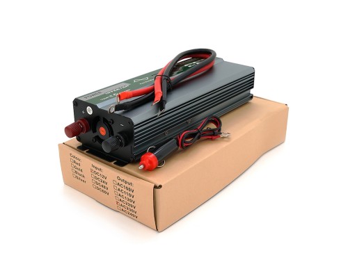 Інвертор напруги Demuda DMDPSW-800W, 12V/220V, 800W з правильною синусоїдою, 1 універсальна розетка, 2 USB, клемні дроти, Q20 