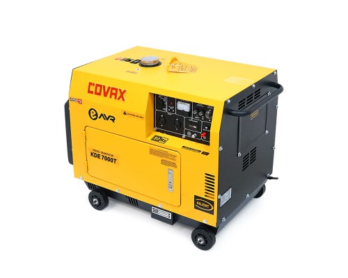Генератор дизельний COVAX KDE7000T, 1-фазний 230V, 50Hz, 5.0kVA/4.5kW, бак 15 л, витрата 1-1.2 л/год, пуск: стартер, 920x520x780 мм, 145 кг 