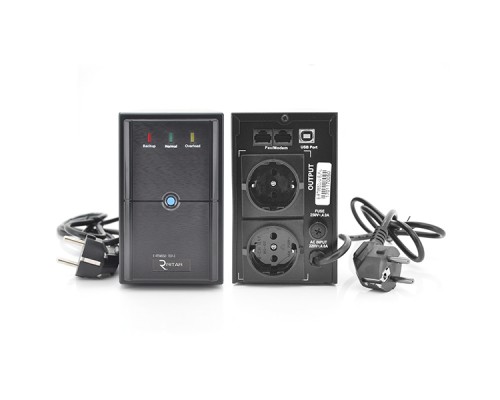 ДБЖ Ritar E-RTM650L-U (390W) ELF-L, LED, AVR, 2st, USB, 2xSCHUKO socket, 1x12V7Ah, metal Case Q4 (370*130*210) 4,8 кг (310*85*140) 