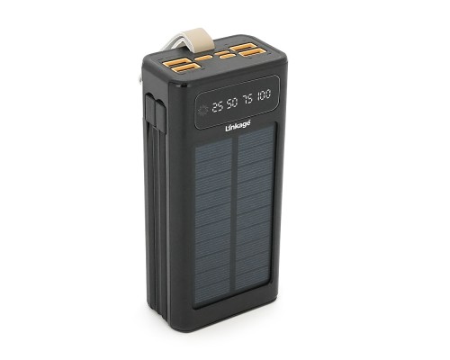 Power bank Linkage LKP-46, Solar 30000mAh, 22.5W, Кабелi Туре-С+Lighting, 0.70 kg, Black, Box 