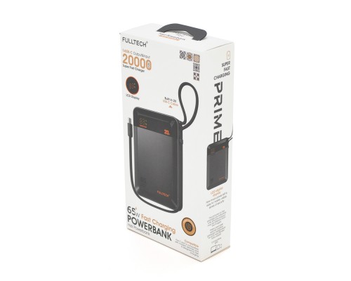 PowerBank FULLTECH PRIME FP42 20000mAh, PD65W+22.5W, Input: (Type-C), Output: (USB, 2*Type-C), індикація заряду, 0,440kg, Black, Box 