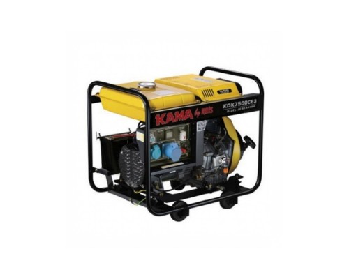 Генератор дизельний KDK7500CE3, 3-фазний 220/400V, 50Hz, 6.9kVA/5.5kW, бак 12.5 л, витрата 1.5 л/год, пуск: ручний/стартер, 700х510х620 мм, 103 кг 