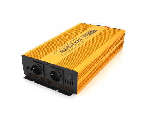 Інвертор напруги Mexxsun MXSPSW-3000, 12V/220V, 3000W з правильною синусоїдою, 2 Shuko, клемні дроти, Q2 
