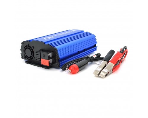 Інвертор напруги Tommatech MS-600, 24V/220V, 600W з апроксимованою синусоїдою, 1Shuko, USB, клемні дроти, АЗУ+ затискачі, Q15 