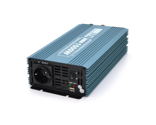 Інвертор напруги Mexxsun MXS-1500, 12V/220V, 1500W з модифікованою синусоїдою, 2 Shuko, клемні дроти, Q6 