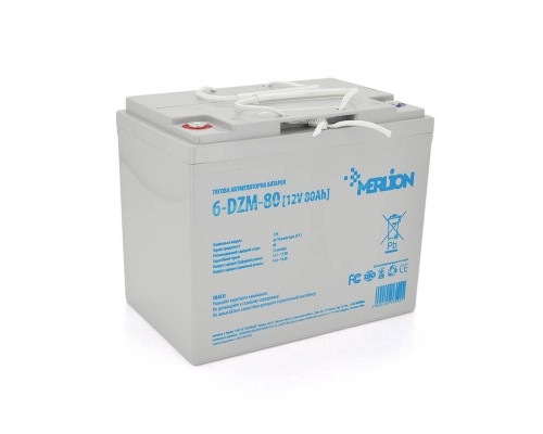 Тягова акумуляторна батарея AGM MERLION 6-DZM-80, 12V 80Ah ( 265 x 168 x 215) Q1 