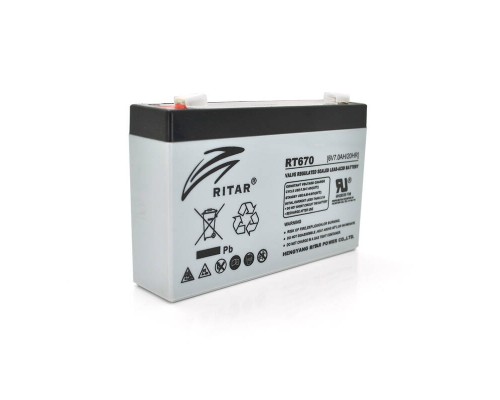 Акумуляторна батарея AGM RITAR RT670, Black Case, 6V 7.0Ah (151х34х94 (100)) Q20 
