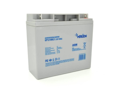 Акумуляторна батарея MERLION AGM GP12180L5 12 V 18 Ah ( 180 x 78 x 165 ) Q4 