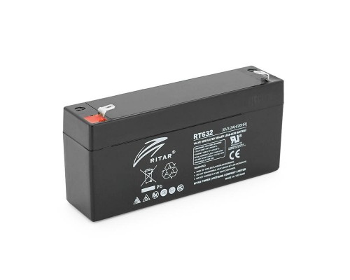 Акумуляторна батарея AGM RITAR RT632, Gray/Black Case, 6V 3.2Ah ( 134х35х60 (66) ) Q10 
