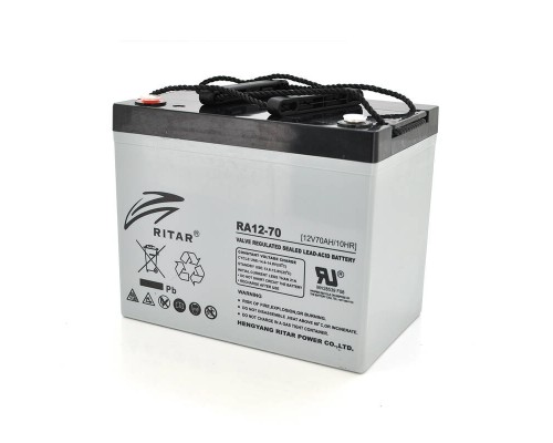 Акумуляторна батарея AGM RITAR RA12-70, Gray Case, 12V 70.0Ah (350 x 167 x 182) 