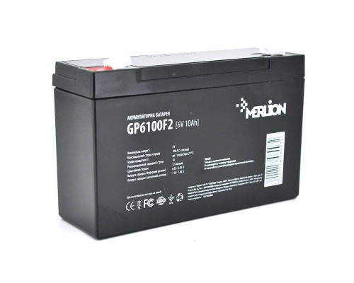 Акумуляторна батарея MERLION AGM GP6100F2 6 V 10Ah ( 150 x 50 x 95 (100) ) Q10/540 