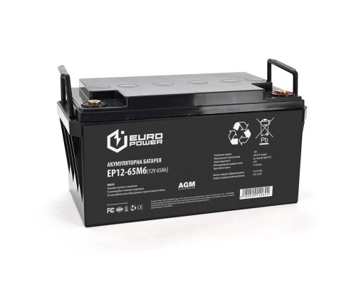 Акумуляторна батарея EUROPOWER AGM EP12-65M6 12 V 65Ah (348 x 168 x 178) Black Q1/48 