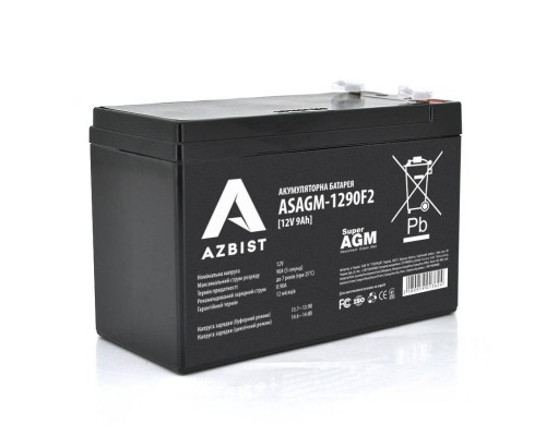 Аккумулятор AZBIST Super AGM ASAGM-1290F2, Black Case, 12V 9.0Ah (151 х 65 х 94 (100) ) Q10/420