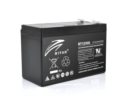 Акумуляторна батарея AGM RITAR RT1290B, Black Case, 12V 9.0Ah ( 151 х 65 х 94 (100) ) Q10 