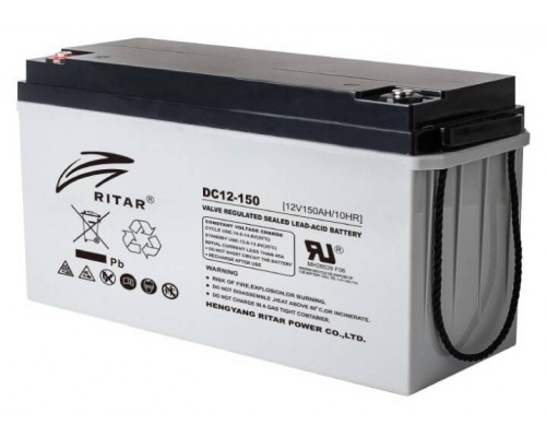 Акумуляторна батарея AGM RITAR DC12-150, Gray Case, 12V 150Ah (483х170х241), Q1/24 