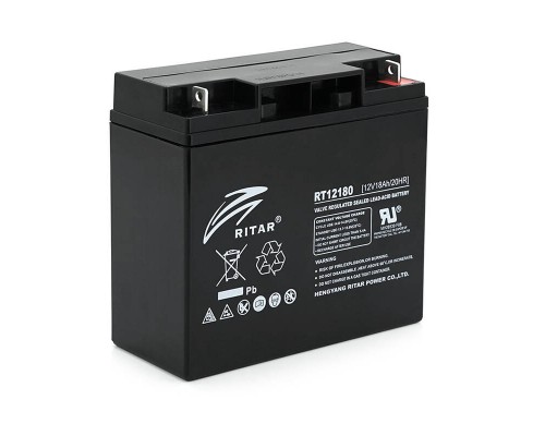 Акумуляторна батарея AGM RITAR RT12180BL5, Black Case, 12V 18.0Ah (181х77х167) Q4 