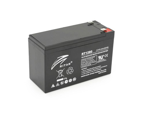 Акумуляторна батарея AGM RITAR RT1280, Black Case, 12V 8.0Ah ( 151 х 65 х 94 (100) ) Q10 