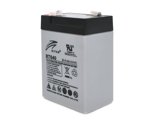 Акумуляторна батарея AGM RITAR RT640, Black Case, 6V 4Ah ( 70х47х99 (107) ) Q20 