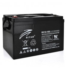 Акумуляторна батарея CARBON RITAR DC12-100C, Black Case, 12V 100.0Ah, 2000-5000 циклів, до 15 років термін служби (355*250*260) Q1