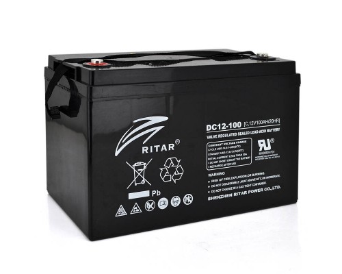 Акумуляторна батарея CARBON RITAR DC12-100C, Black Case, 12V 100.0Ah, 2000-5000 циклів, до 15 років термін служби (355*250*260) Q1 