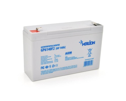 Акумуляторна батарея MERLION AGM GP6140F2 6 V 14Ah ( 150 x 50 x 95 (100) ) Q10 