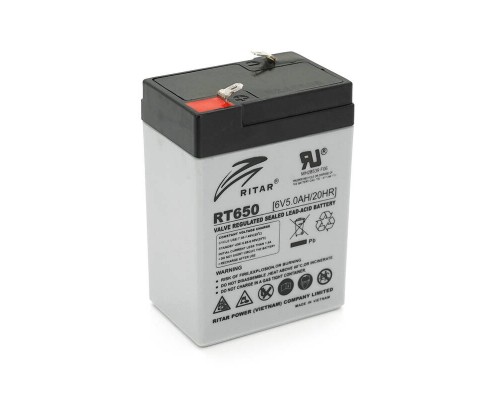 Акумуляторна батарея AGM RITAR RT650, Gray Case, 6V 5Ah (70х47х99 (107)) Q20 