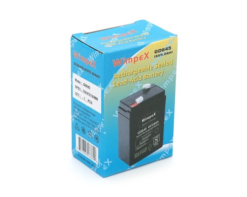 Акумуляторна батарея Wimpex WX-645 6 V 5Ah (70 x 47 x 100 (105)), 0.60 kg, Black, Q20 