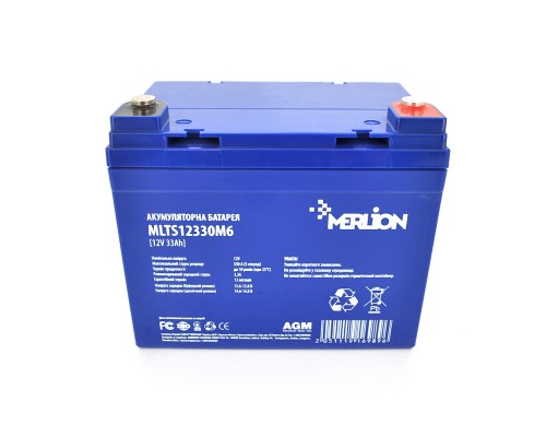 Акумуляторна батарея MERLION FOR TESLA AGM MLTS12330M6 12 V 33 Ah (195 x 130 x 155 (165)), 11.8 kg Blue Q1 