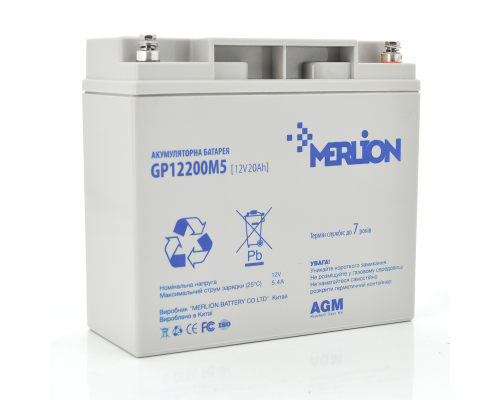 Акумуляторна батарея MERLION AGM GP12200M5 12 V 20 Ah ( 180 x 78 x 165 (168) ) Q4 