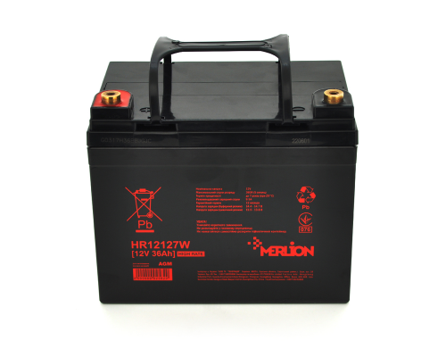 Акумуляторна батарея MERLION HR12127W, 12V 36Ah Black ( 195 х 130 х 155 (167) ) 