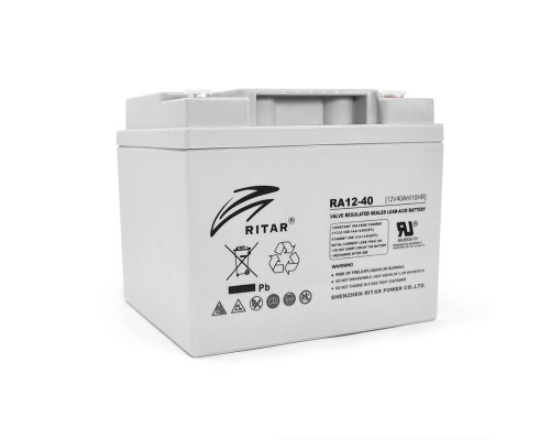 Акумуляторна батарея AGM RITAR RA12-40, Gray Case, 12V 40.0Ah ( 198 x166 x 169 ) Q1 