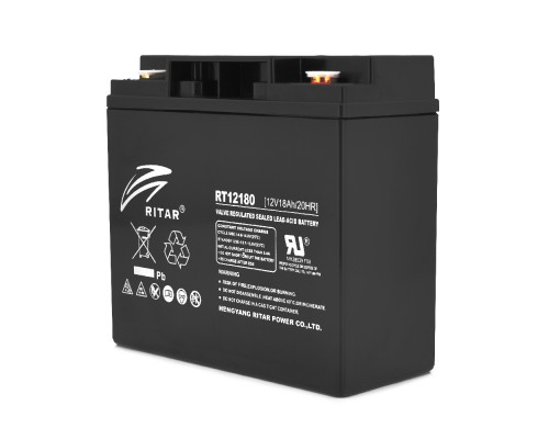 Акумуляторна батарея AGM RITAR RT12180BM5, Black Case, 12V 18.0Ah (181х77х167) Q2 