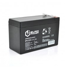 Акумуляторна батарея EUROPOWER AGM EP12-7.2F2 12 V 7,2 Ah ( 150 x 65 x 95 (100) ) Black Q10