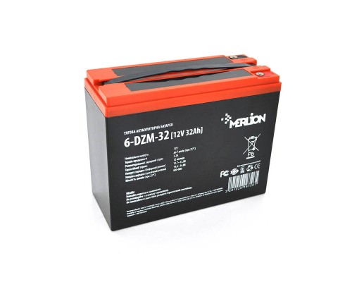 Тягова акумуляторна батарея AGM MERLION 6-DZM-32, 12V 32Ah M5 (218x95x175мм), 9,5 кг. Q2 