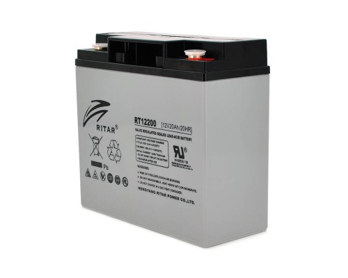 Акумуляторна батарея AGM RITAR RT12200, Gray Case, 12V 20.0Ah ( 181 х 77 х 167 ) Q4 