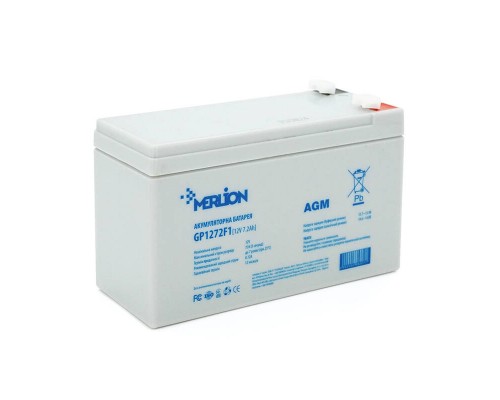 Акумуляторна батарея MERLION AGM GP1272F1 12 V 7,2 Ah ( 150 x 65 x 95 (100) ) White Q10 