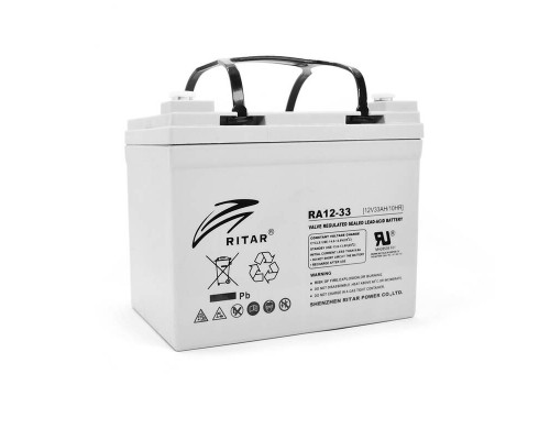Акумуляторна батарея AGM RITAR RA12-33, Gray Case, 12V 33.0Ah ( 195 x 130 x155 (168) ) Q1 