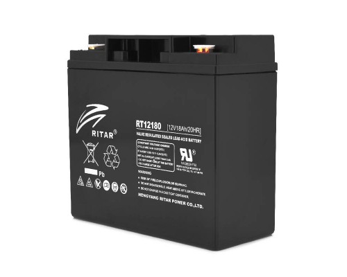 Акумуляторна батарея AGM RITAR RT12180B, Black Case, 12V 18.0Ah (181х77х167) Q2 