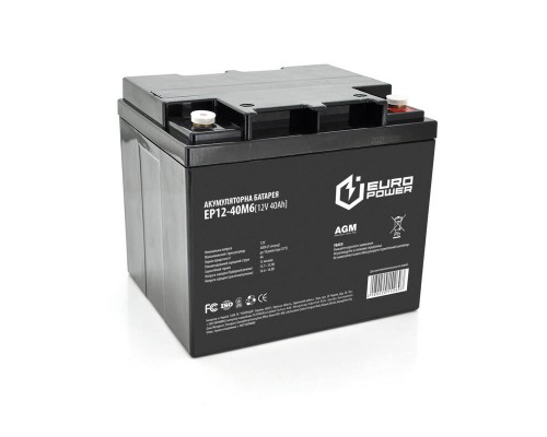 Акумуляторна батарея EUROPOWER AGM EP12-40M6 12 V 40Ah (196 x 165 x 173) Black Q1/96 