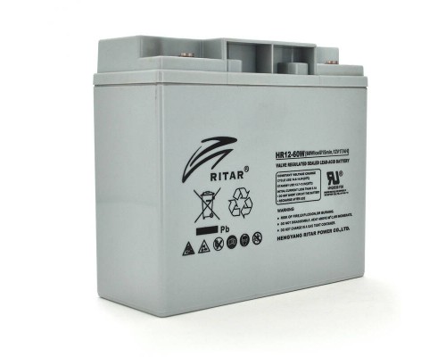 Акумуляторна батарея AGM RITAR HR12-60W, Gray Case, 12V 17.0Ah ( 181 х 77 х 167 (167 ) 4.80 kg Q4 